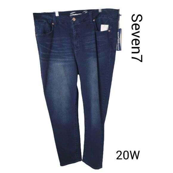 Seven7 Plus Jeans 20W High Rise Curvy Stretch Slimmer Blue Denim Jeans 20W NWT - Picture 1 of 8